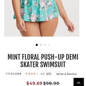 torrid Swim - Torrid Mint Floral Push Up Demi Skater Swimsuit torrid Swim - Torrid Mint Floral Push Up Demi Skater Swimsuit